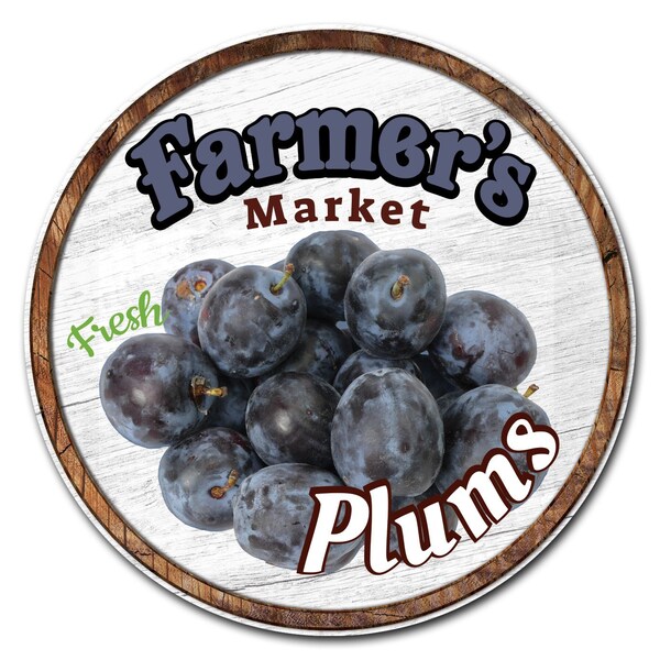 Signmission Corrugated Plastic Sign With Stakes 24in Circular-Farmers Market Plums, C-24-CIR-WS-Plums C-24-CIR-WS-Plums - main